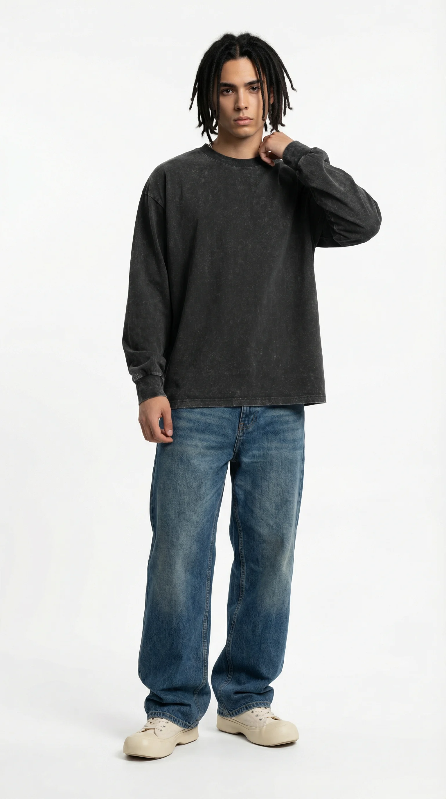 230gsm Cotton Vintage Washed Long Sleeve T-Shirt